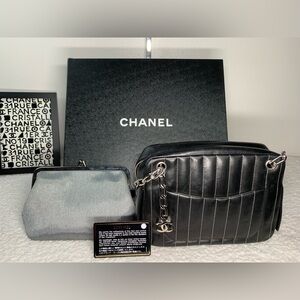 SOLD!  !EUC Vintage Chanel Rare Vertical Quilt Camera Bag